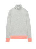 Turtleneck Slimfit Sweater_CB_LightGrey/Coral Pink