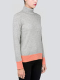 Turtleneck Slimfit Sweater_CB_LightGrey/Coral Pink