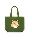 FOX HEAD TOTE BAG_DARK KHAKI